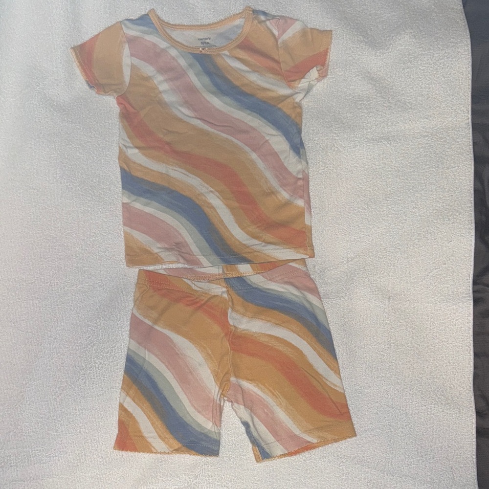 Carter's Colorful Wave Pajama Set - Orange, Blue, Pink